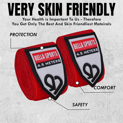 Bella Sports Professional Hand Wraps - Elastic Wrist Support for MMA & Boxing