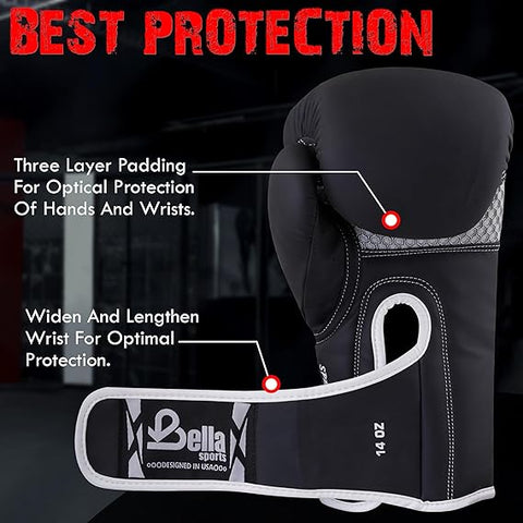 Sports Boxing Gloves for Men Women Synthetic Leather Punching Bag Gloves Training Gloves for Kickboxing MMA Muay Thai Sparring Heavy Bag Workout Fighting Gloves