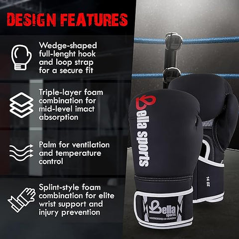 Sports Boxing Gloves for Men Women Synthetic Leather Punching Bag Gloves Training Gloves for Kickboxing MMA Muay Thai Sparring Heavy Bag Workout Fighting Gloves