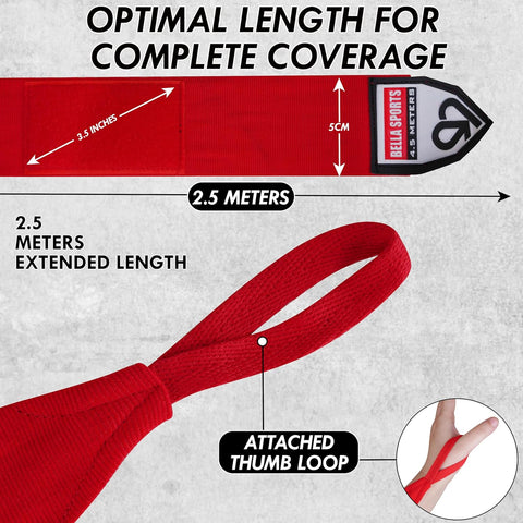 Bella Sports Professional Hand Wraps - Elastic Wrist Support for MMA & Boxing