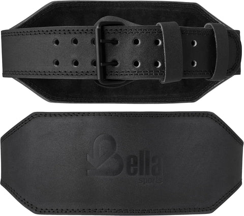 Bella Sports Genuine Leather Weightlifting Belt - 4 Inch Back Support for Powerlifting