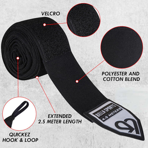 Bella Sports Professional Hand Wraps - Elastic Wrist Support for MMA & Boxing