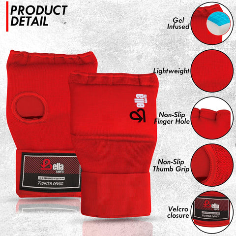 Bella Sports Gel Padded Inner Glove Wraps - Quick Wrap Protection for Boxing & MMA