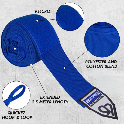 Bella Sports Professional Hand Wraps - Elastic Wrist Support for MMA & Boxing