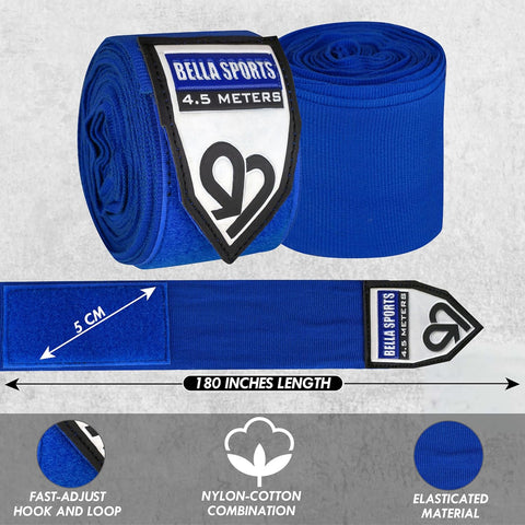 Bella Sports Professional Hand Wraps - Elastic Wrist Support for MMA & Boxing