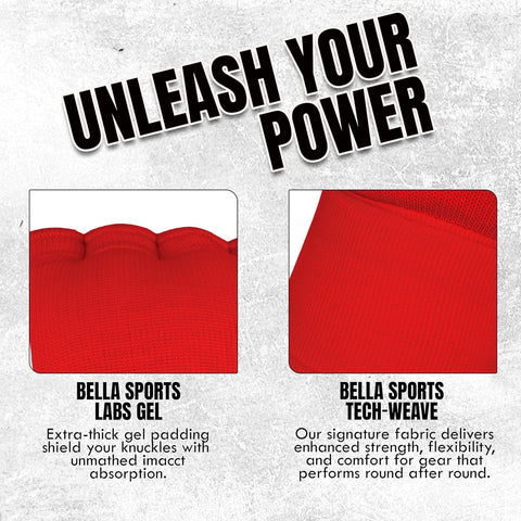 Bella Sports Gel Padded Inner Glove Wraps - Quick Wrap Protection for Boxing & MMA