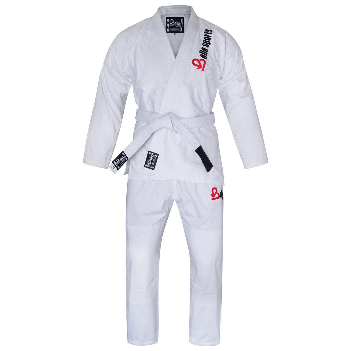 Bella Sports Adult White Premium BJJ Gi - Lightweight Brazilian Jiu Jitsu Kimono with Ripstop Pants & Reinforced Stitching for Professional MMA Training