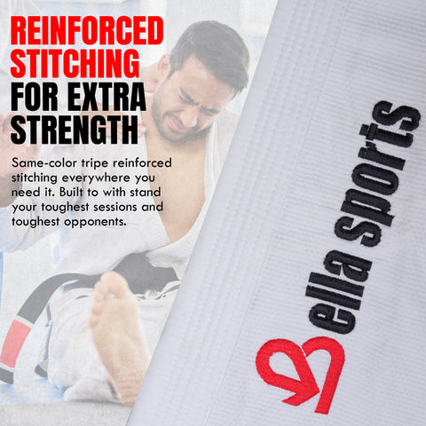 Bella Sports Premium BJJ Gi - Lightweight Brazilian Jiu Jitsu Kimono with Ripstop Pants & Reinforced Stitching for Professional MMA Training