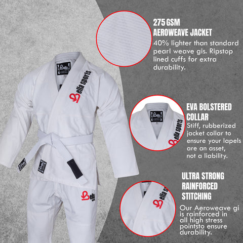 Bella Sports Premium BJJ Gi - Lightweight Brazilian Jiu Jitsu Kimono with Ripstop Pants & Reinforced Stitching for Professional MMA Training
