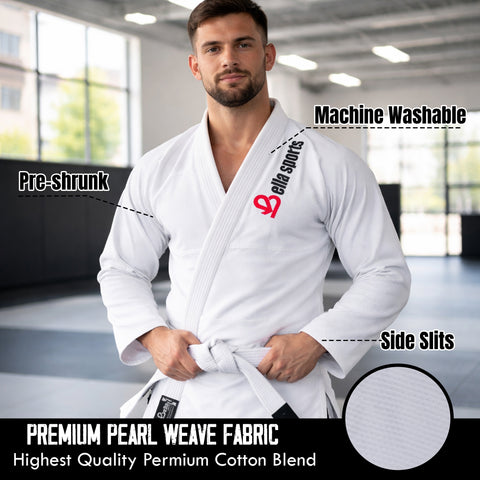 Bella Sports Premium BJJ Gi - Lightweight Brazilian Jiu Jitsu Kimono with Ripstop Pants & Reinforced Stitching for Professional MMA Training