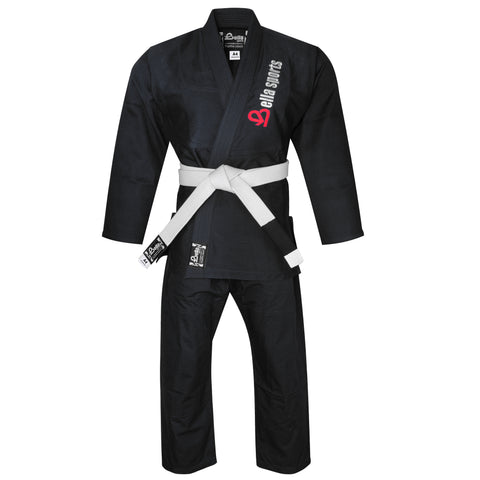Bella Sports Adult Black Premium BJJ Gi - Lightweight Brazilian Jiu Jitsu Kimono with Ripstop Pants & Reinforced Stitching for Professional MMA Training