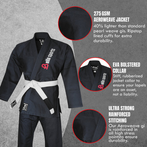 Bella Sports Premium BJJ Gi - Lightweight Brazilian Jiu Jitsu Kimono with Ripstop Pants & Reinforced Stitching for Professional MMA Training