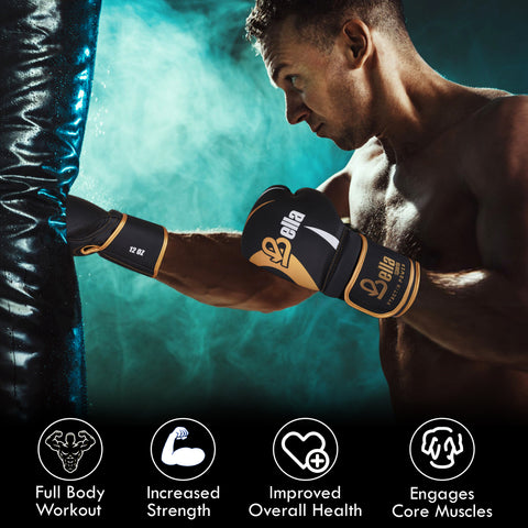 BELLA Sports Boxing Gloves for Men Women Synthetic Leather Punching Bag Gloves Training Gloves for Kickboxing MMA Muay Thai Sparring Heavy Bag Workout Fighting Gloves