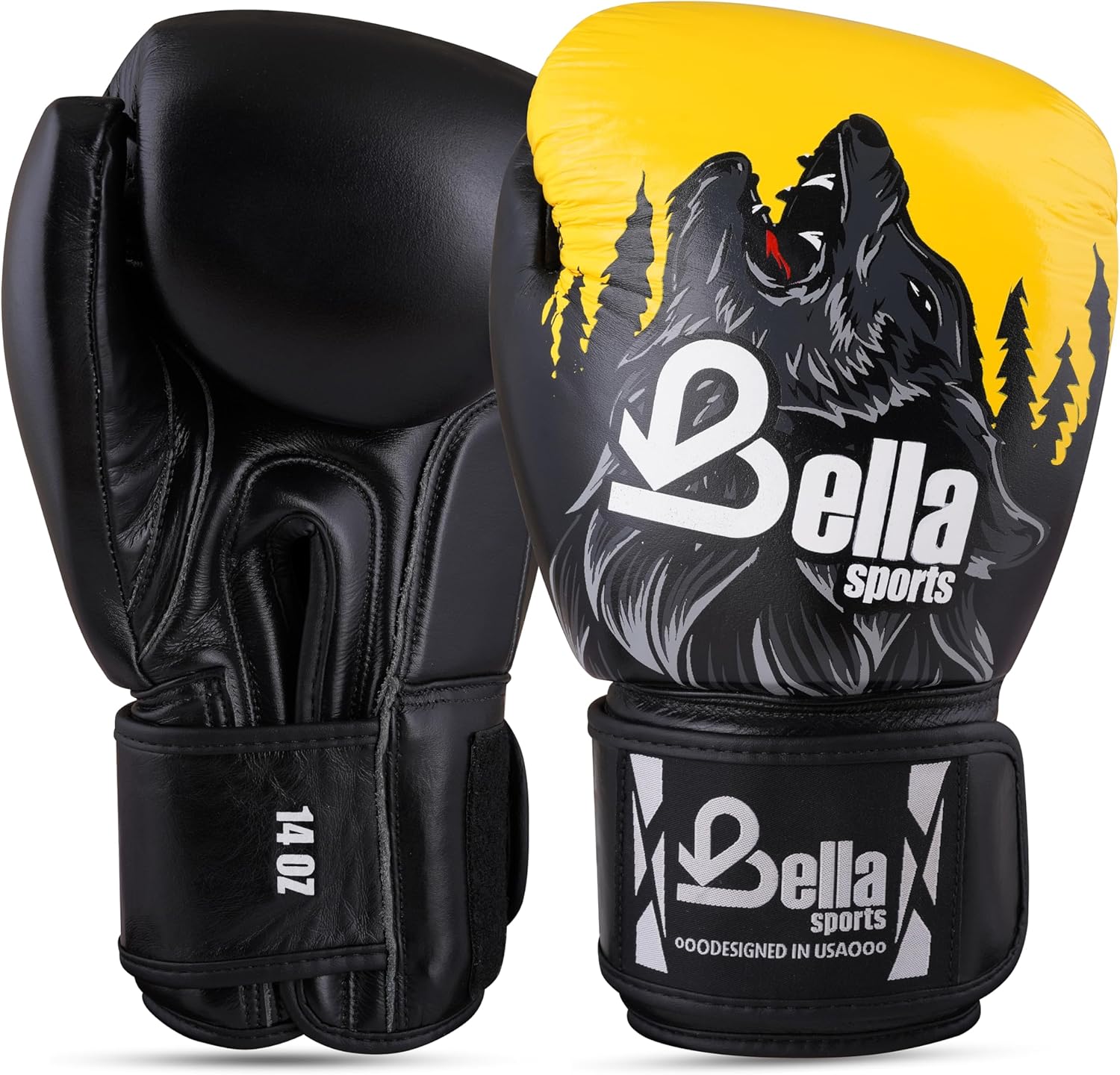 Bella Sports Black &amp; Gold Boxing Gloves - Professional Training &amp; Sparring Gear