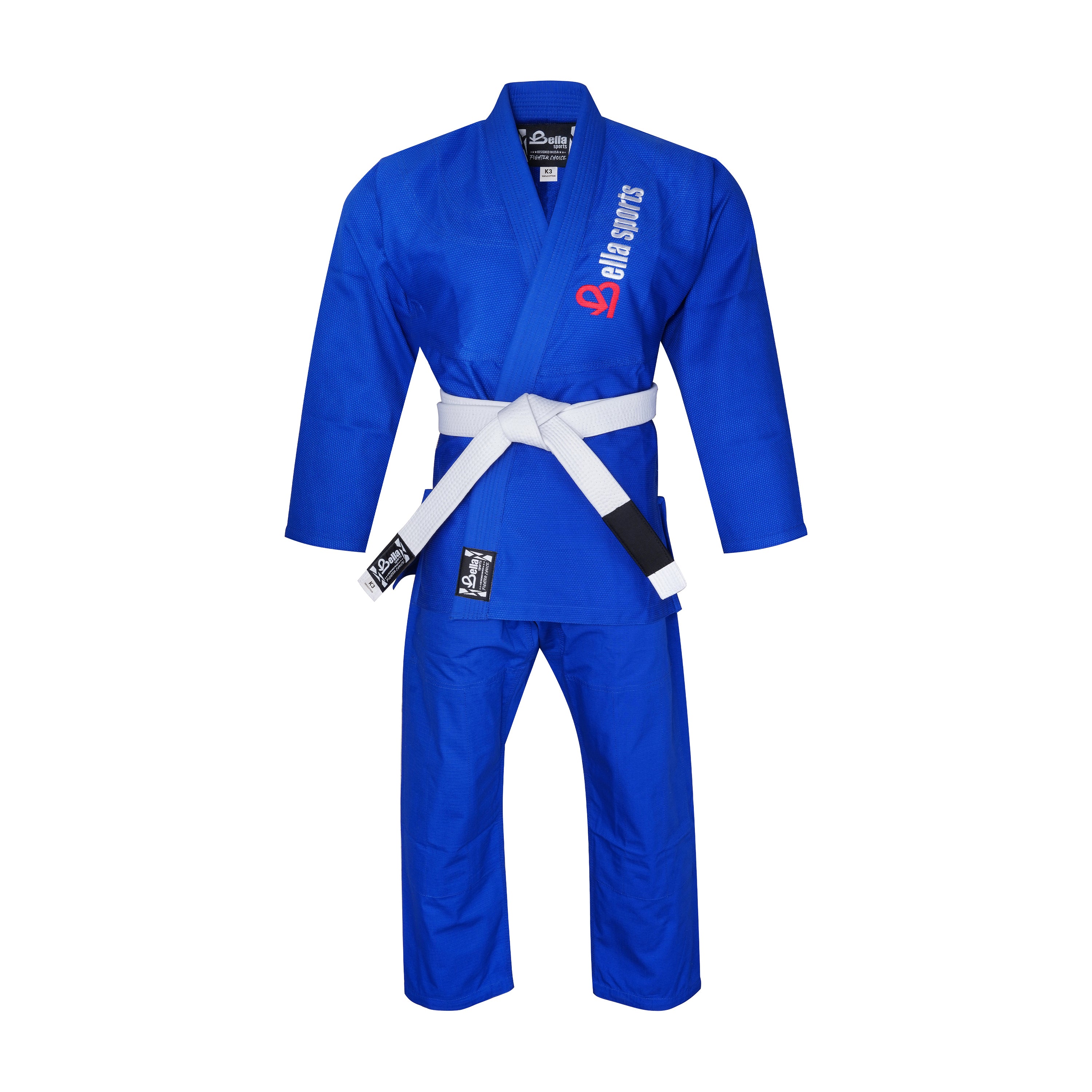 Bella Sports Kids BJJ Gi - Blue Lightweight Brazilian Jiu Jitsu Kimono for Youth & Children with Ripstop Pants