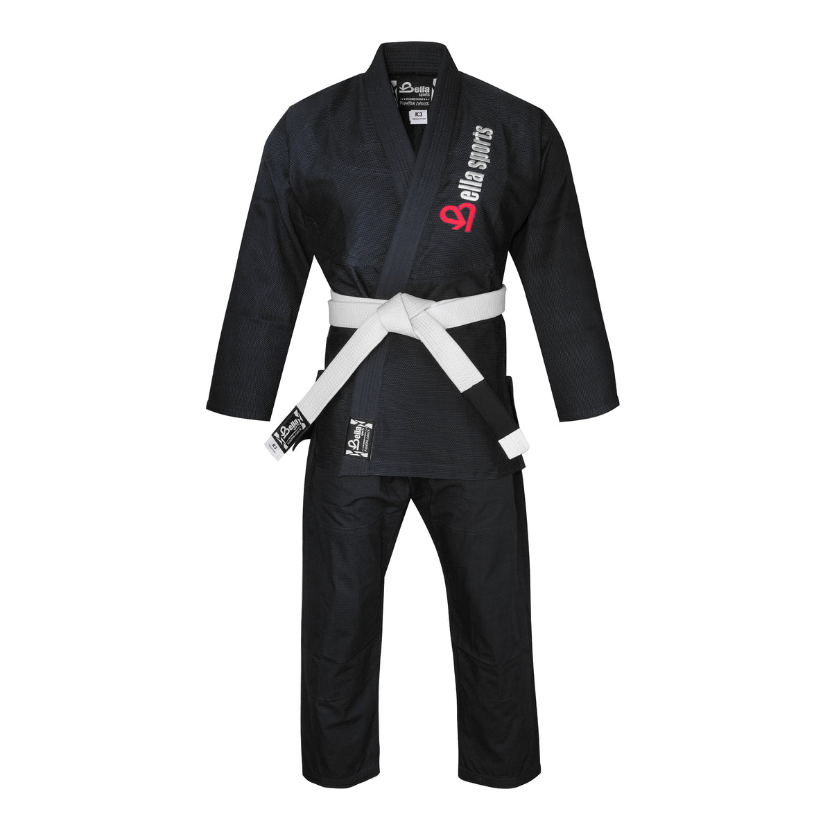 Bella Sports Kids BJJ Gi - Lightweight Black Brazilian Jiu Jitsu Kimono for Youth & Children with Ripstop Pants