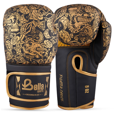 BELLA Sports Boxing Gloves Pro Training Sparring, Synthetic Leather, Muay Thai MMA Kickboxing, Men Women Adult, Heavy Punching Bag Workout Fighting Gloves, Ventilated Palm, Multi Layered Gloves