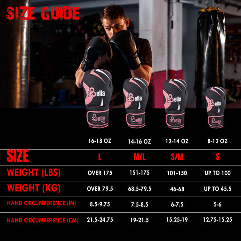 BELLA Sports Boxing Gloves for Men Women Synthetic Leather Punching Bag Gloves Training Gloves for Kickboxing MMA Muay Thai Sparring Heavy Bag Workout Fighting Gloves